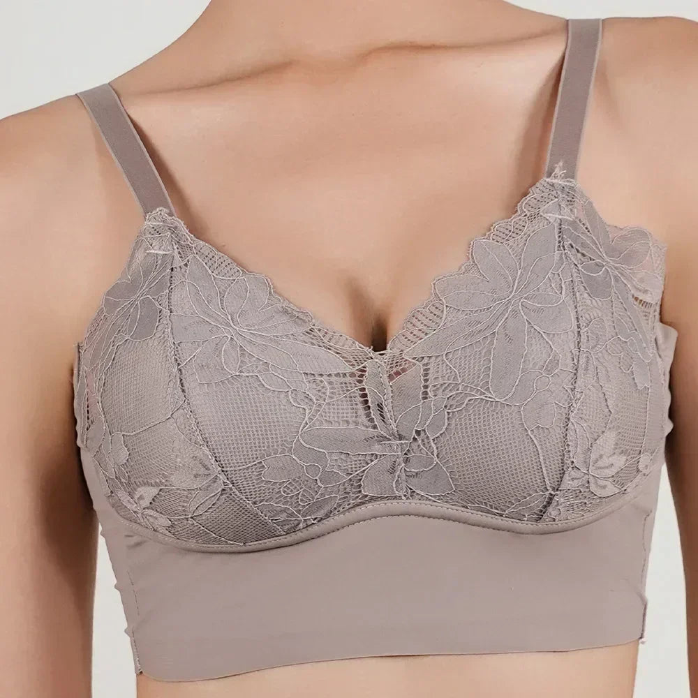 Sujetador caliente de copa completa fina, ropa interior pequeña, talla grande, inalámbrico, ajustable, de encaje, para mujer, cubierta de pecho, copas B C, sujetadores de encaje de talla grande.