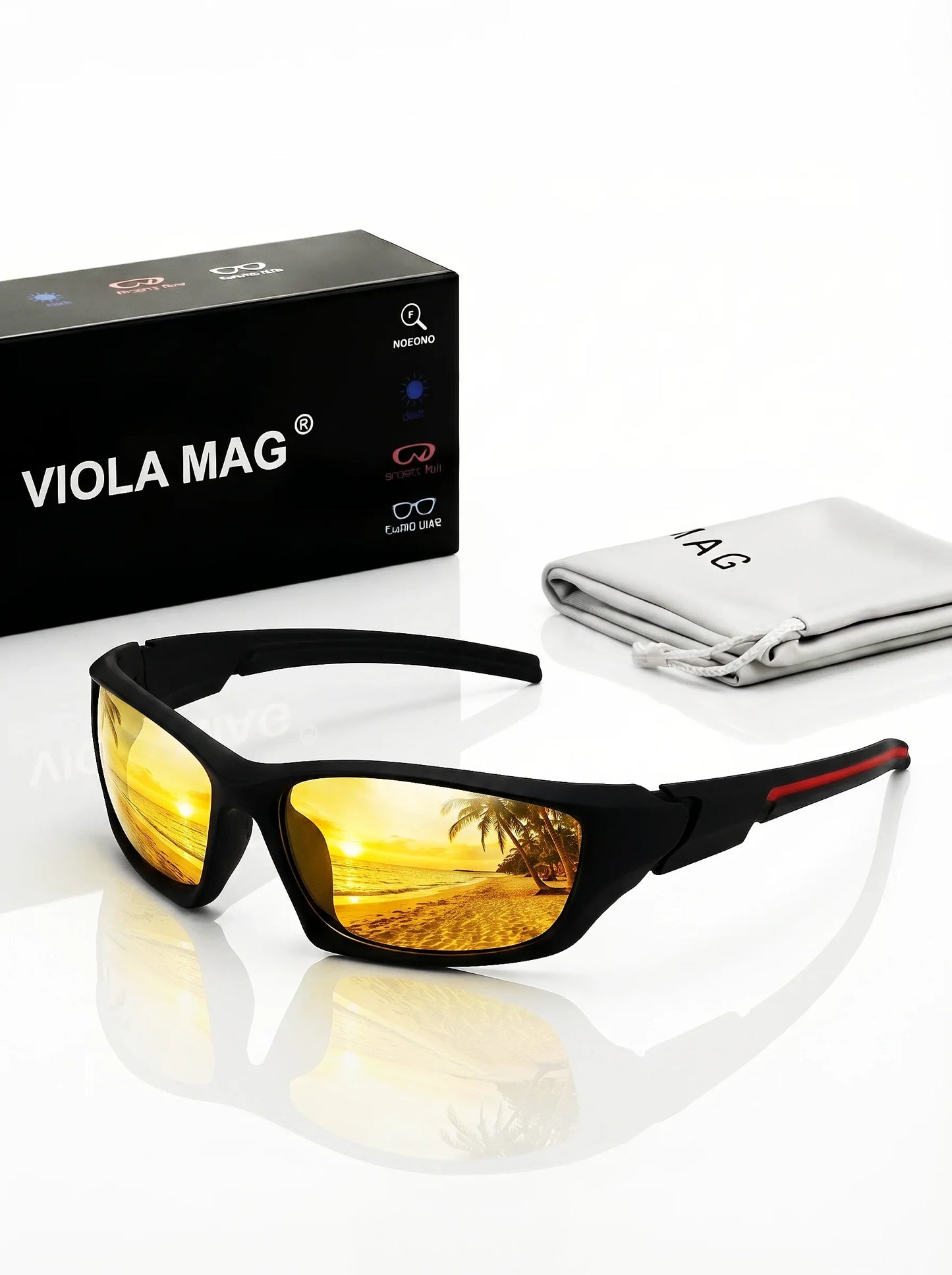 VIOLA MAG Premium  Sports Sunglasses, Ultra-Light TR90 Frame  Wrap Around Eyewear, Fashion Driving Fishing Shades with Luxury Ve