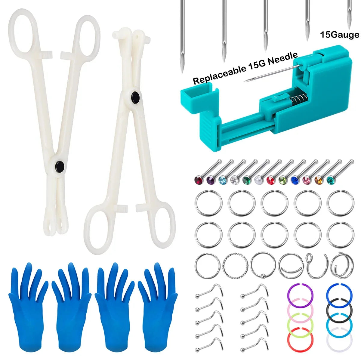 Body Piercing Tool Kit Easy to Use Body Piercing Gun Lip Nose Tongue