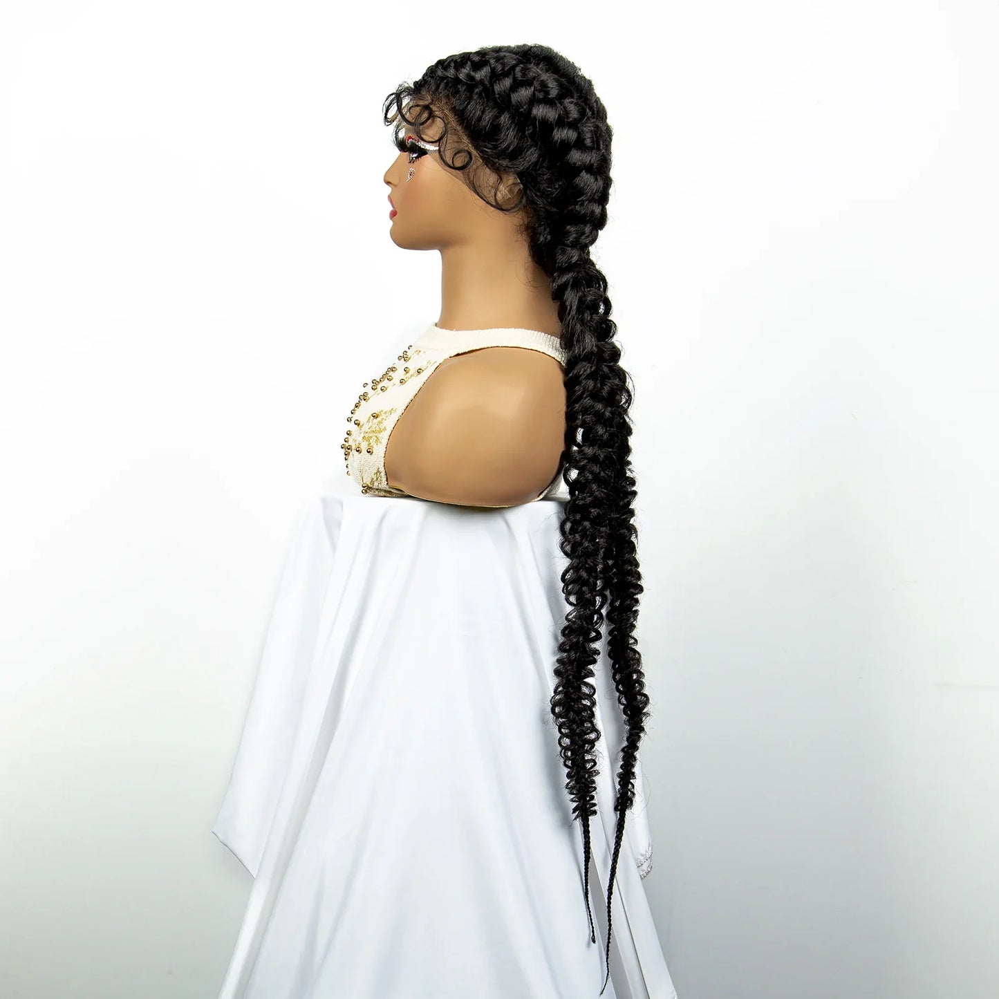 1B/30 Dark Brown Synthetic Lace Frontal Dutch Box Braided Wigs for Black Women Fishtail Braids Wigs with Baby Hair Cornrow Wigs
