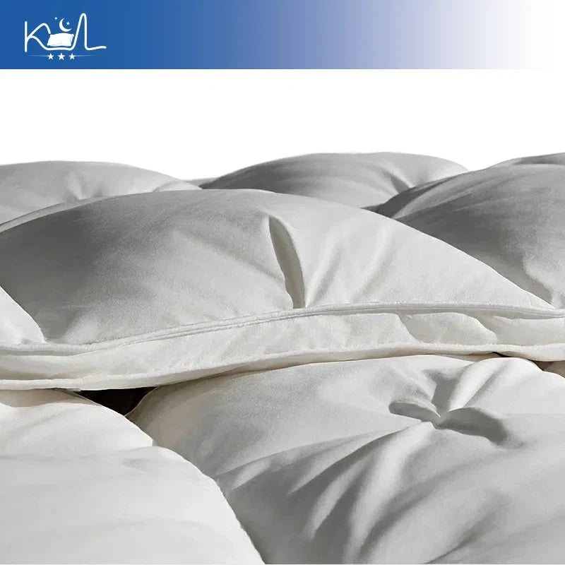 3D Luxury Quilted 100% Premium Goose Down Comforter King Queen Full Size Winter Thick Solid Color Duvet
