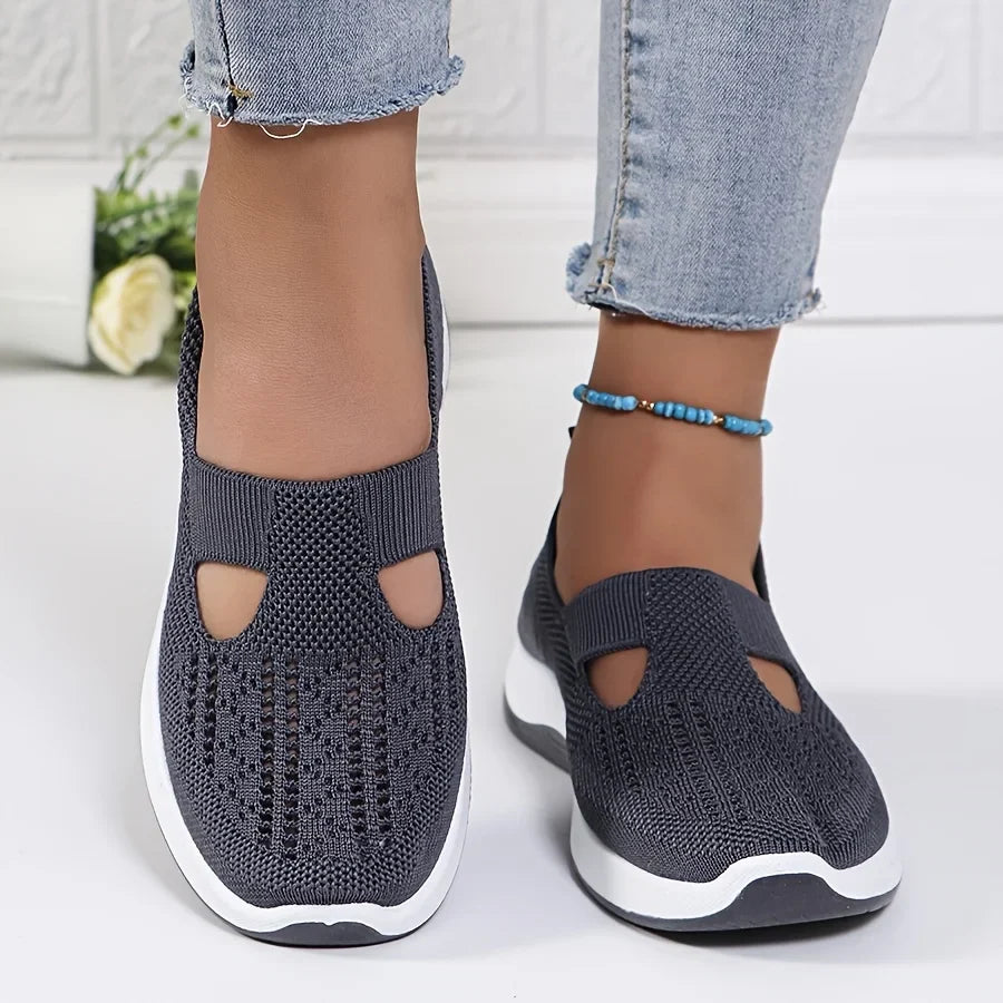 Womens Spring Summer Knit Slip On Sneakers Breathable Mesh Casual Shoes with Arch Support Machine Washable Multi Colors