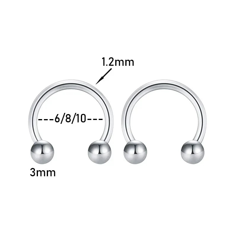 2pcs Stainless Steel Crystal CZ Tragus Piercing Helix Studs Earrings