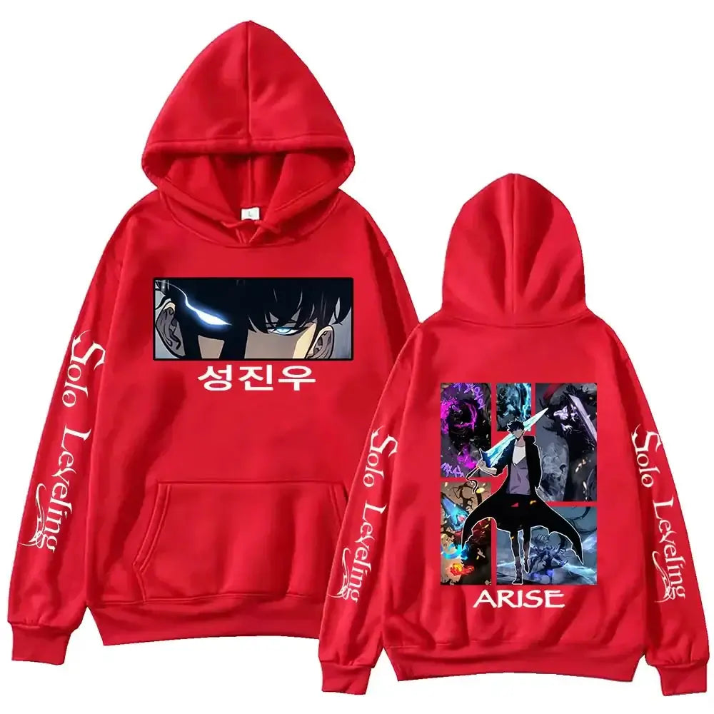 Sudadera con capucha de Solo Leveling, estampado de anime Harajuku