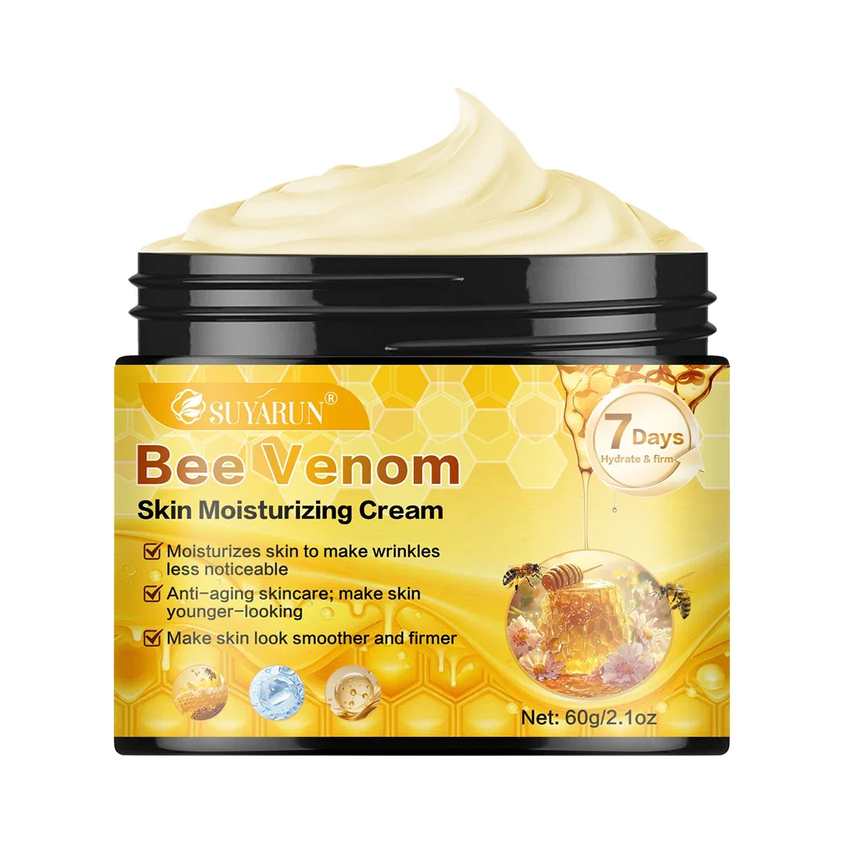 SUYARUN Bee Venom Moisturizing Cream Anti-Aging Face Care | Deep Hydration & Firming Natural Anti-Wrinkle Skincare for All Skin.