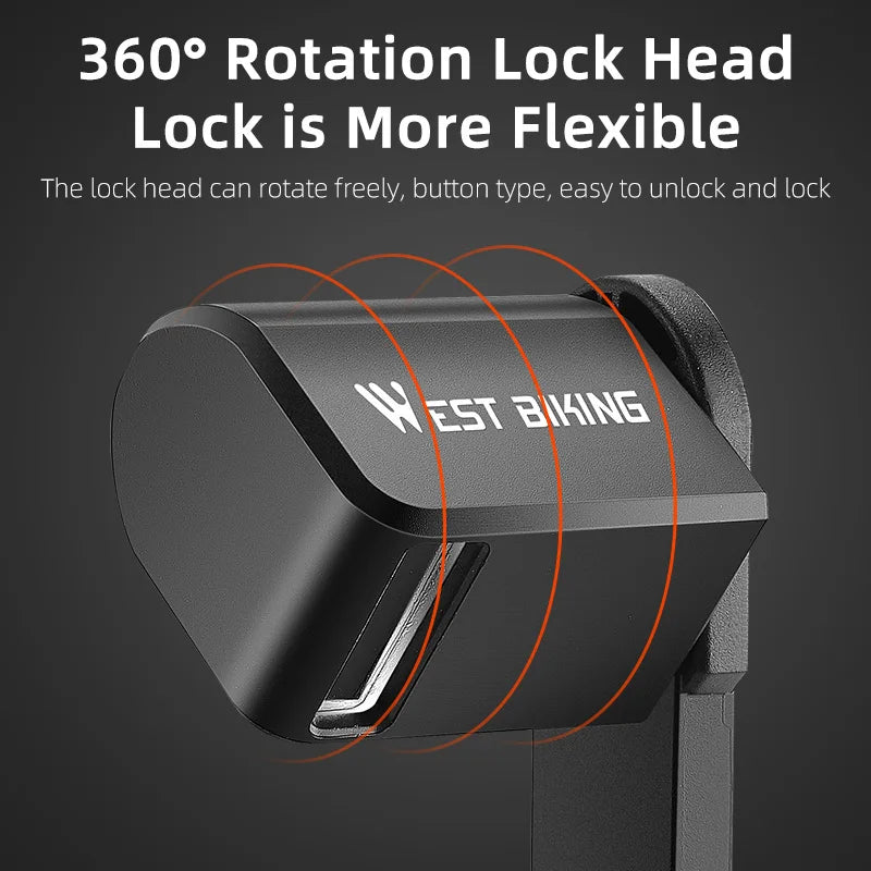 WEST BIKING Bicycle Lock Portable Foldable Anti-theft Lock MTB Road Security Scooter Electric E-Bike Cycling Bicycle Accessories