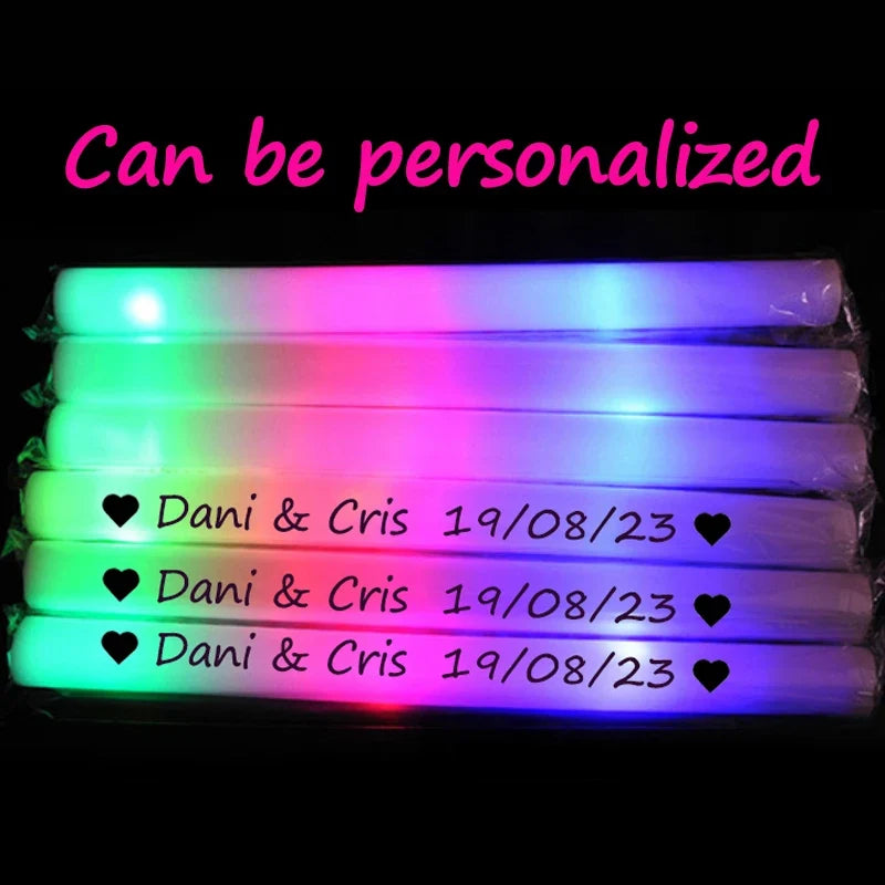 12/15/30/60Pcs Glow Sticks Bulk Colorful RGB LED Glow Foam Stick Cheer Tube Dark Light for Xmas Birthday Wedding Party Supplies