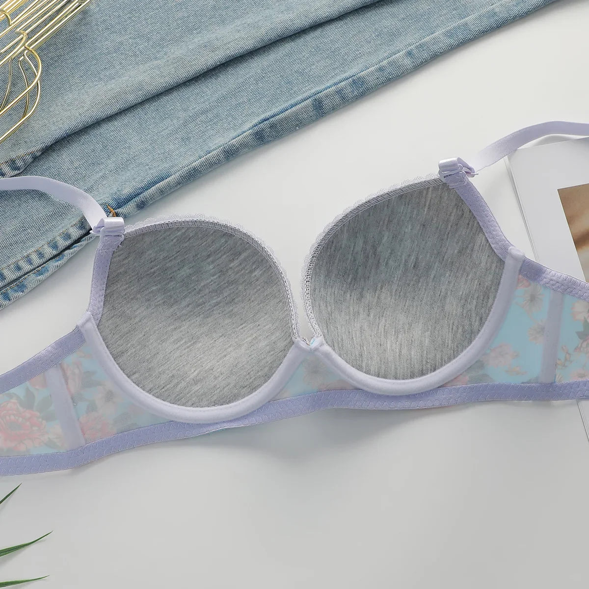 2-Pieces High quality Women's Flower Printed Bra Underwear Set Women's Autumn/Winter New Underwear Underwear Underwear A2173