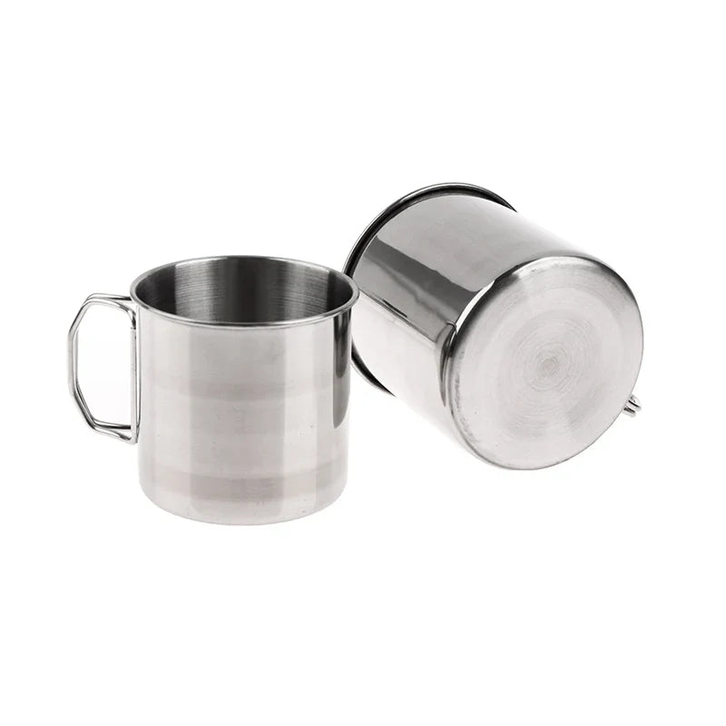 1pc Stainless Steel Folding Handle Cup Portable Carabiner Cup Outdoor