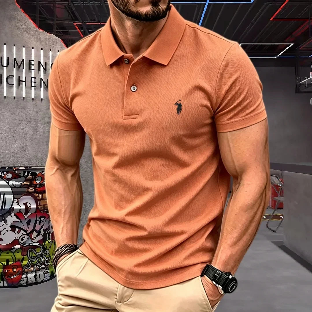 100% Pure Cotton High-End Brand Men's Short Sleeve Polo Shirt Summer