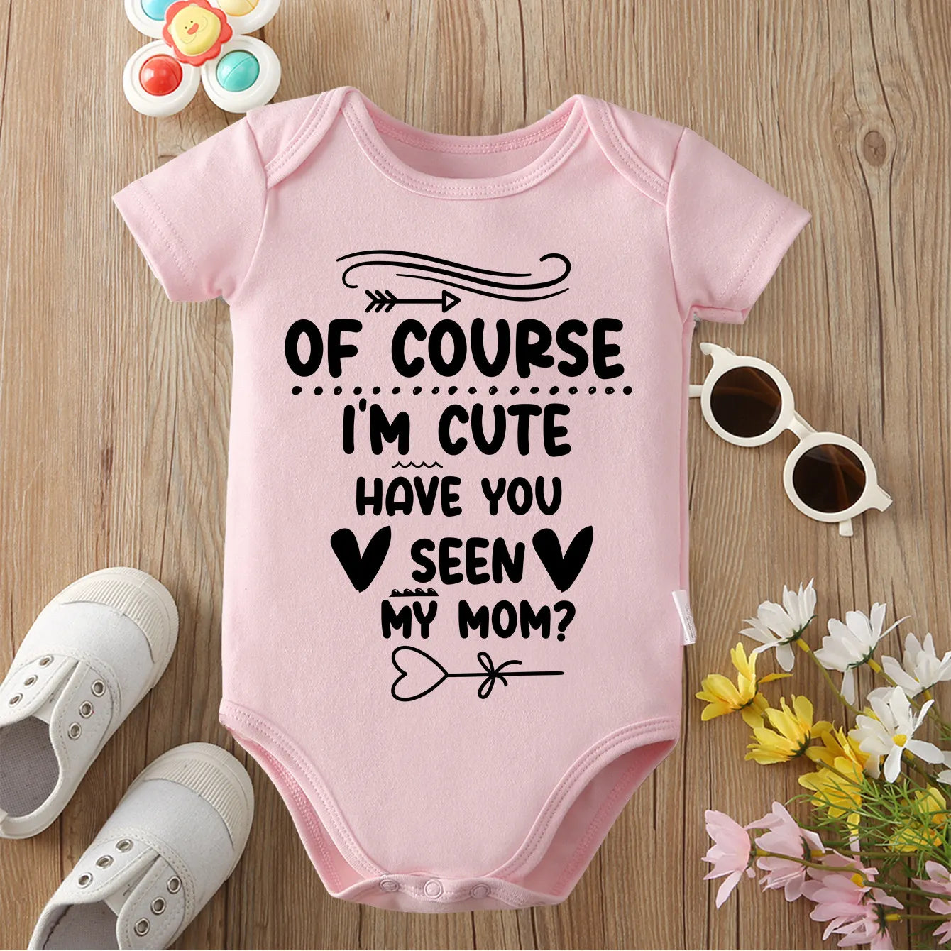 I Know I'm Very Cute Exquisite Print Pure Cotton Cloths Comfortable Onesie Bodysuit for Baby Jumpsuit for 0 To 12 Months Newborn