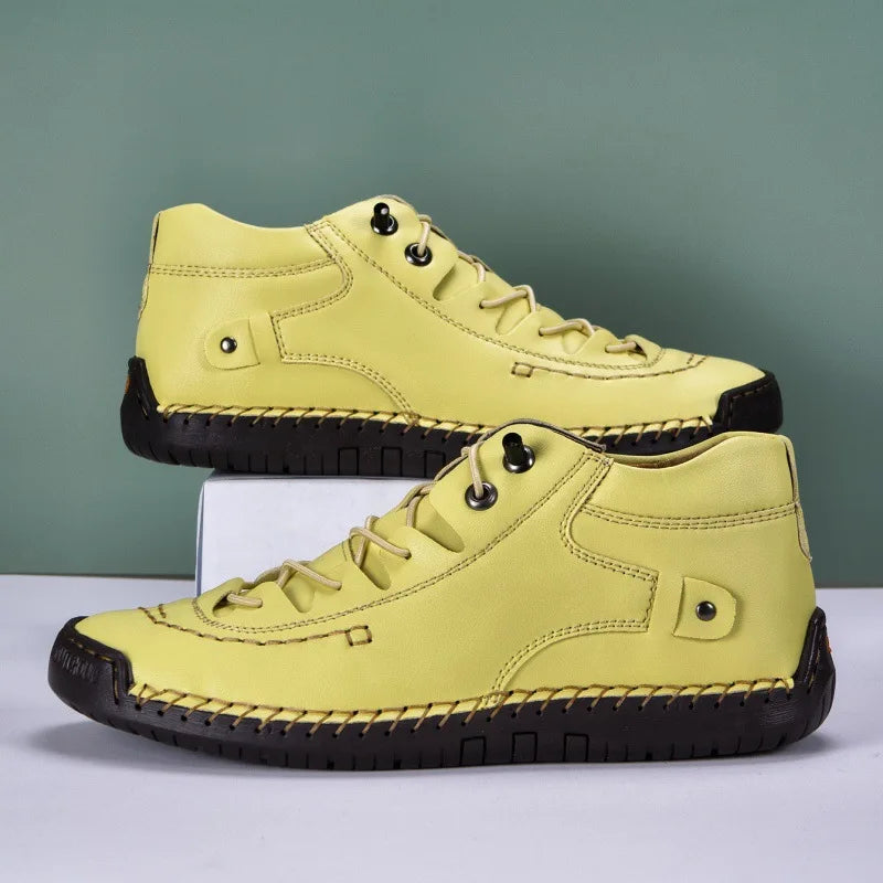 Purple Sneakers Women Casual Shoes Hand-stitching Leather Sneakers Women shoes Mid-top New Slip On Loafers Woman Driving Shoes