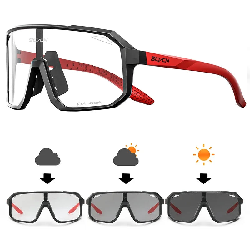 SCVCN Photochromic Bicycle Sunglasses Men Women Sport Runing Goggles UV400 Mountain Road Bike Bicycle Glasses MTB Eyewear
