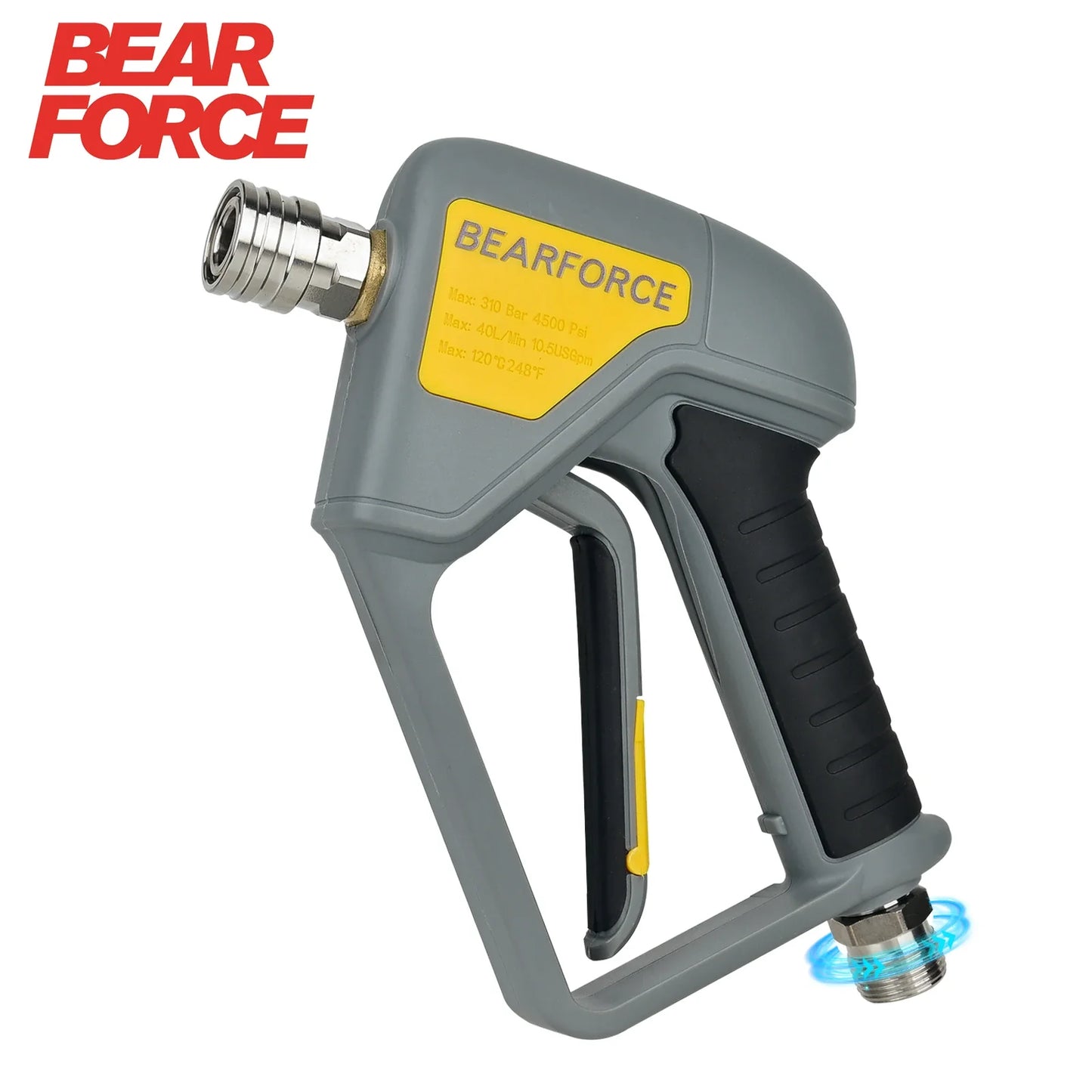 BEAR FORCE Pressure Washer Spray Water Gun with M22-14mm Inlet Male Swivel & 1/4” Quick Connector for Nozzles, Wand, Foam Cannon
