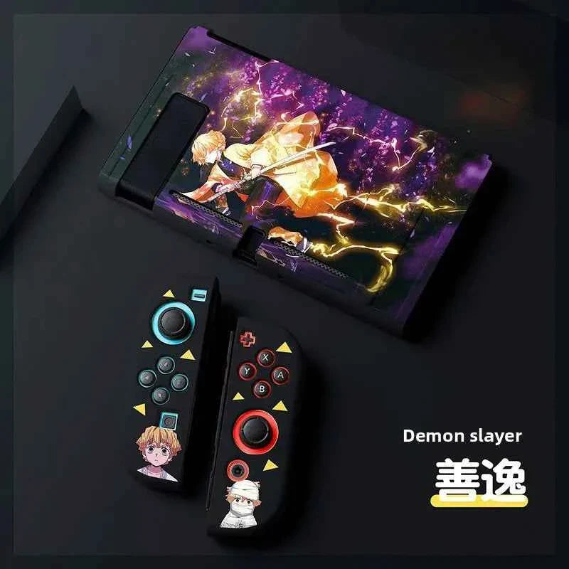 Demon Slayer TPU Soft Frosted Shell Anime Protective Case Split Silicone Rubber Protective Case for Switch Oled Game Accessories