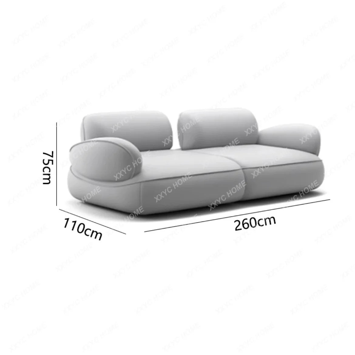 LXSnail sofa Cheney fabric  minimalist straight row size apartment backrest sofa