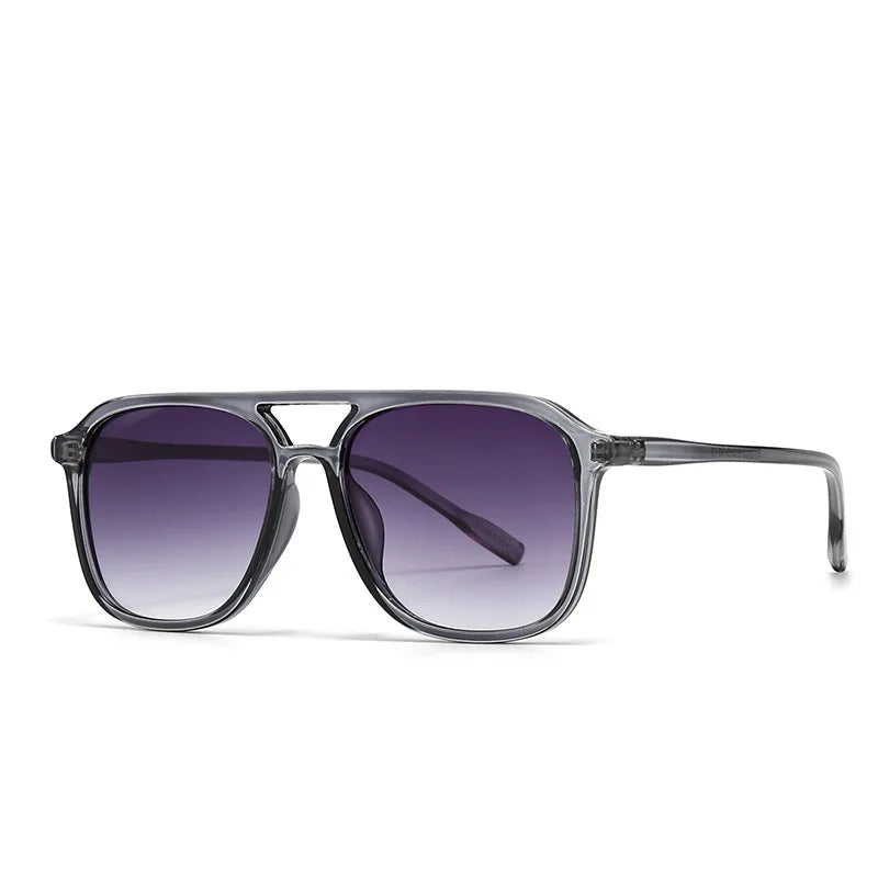 Ins Retro Double Bridge Square Women Sunglasses 2025 Fashion Leopard Print Gradient Lenses Men Trend Gafas de sol UV400