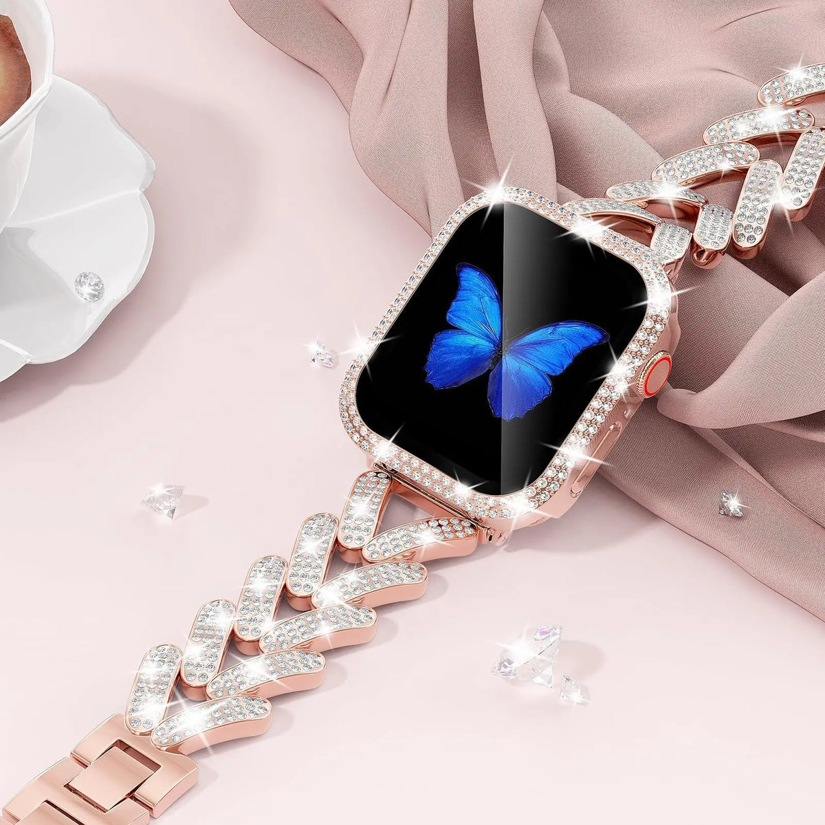 Apple Watch Rhinestone Leaf-Link Bracelet Band