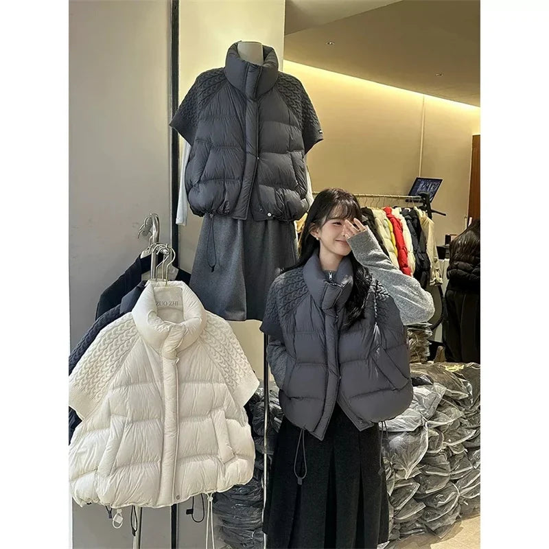 ZAROY Women's Cotton Vest Jacket Autumn Winter Loose Casual Stand Collar Pocket Puffer Waistcoat Coat Trendy Outerwear куртка