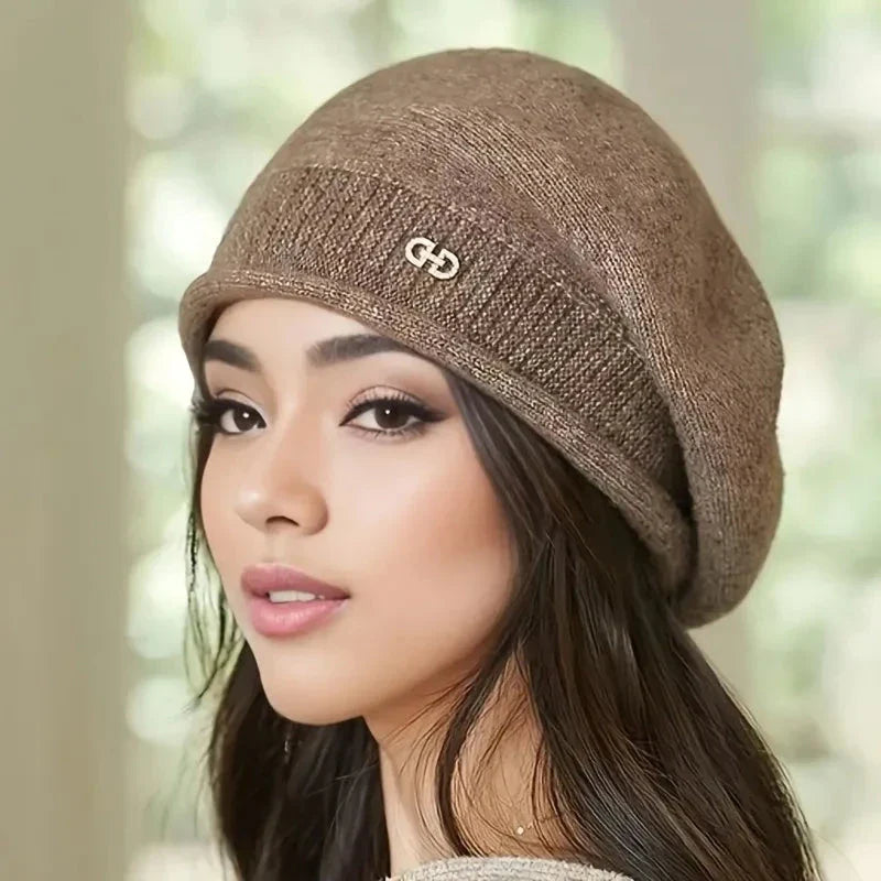 Gorro suave para mujer – Gorro casual de punto jacquard elástico ligero