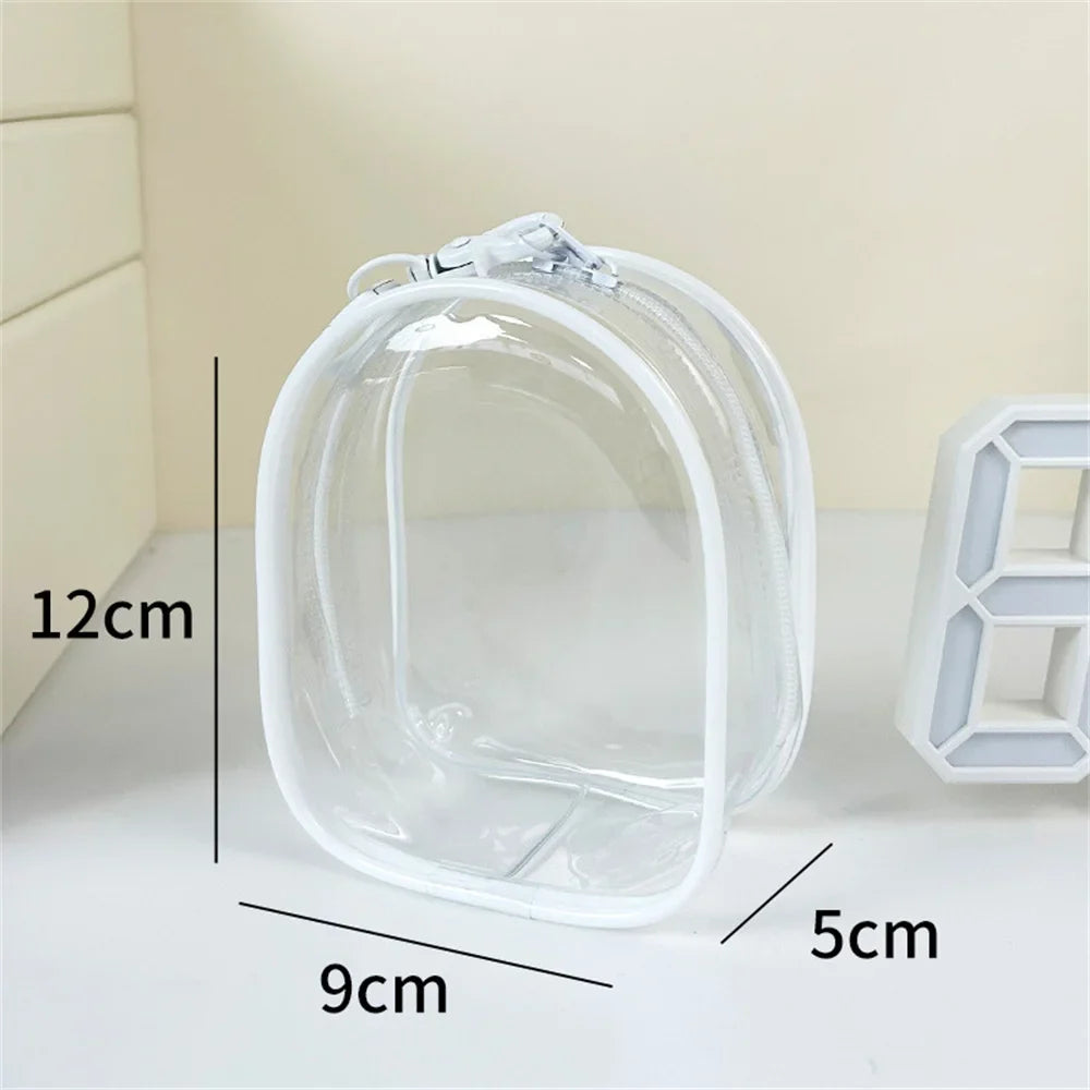 Couple Dolls Storage Bag Transparent Pvc Zipper Organizer Bags Dustproof Plush Doll Display Case Outdoor Backpack Hanging Bag