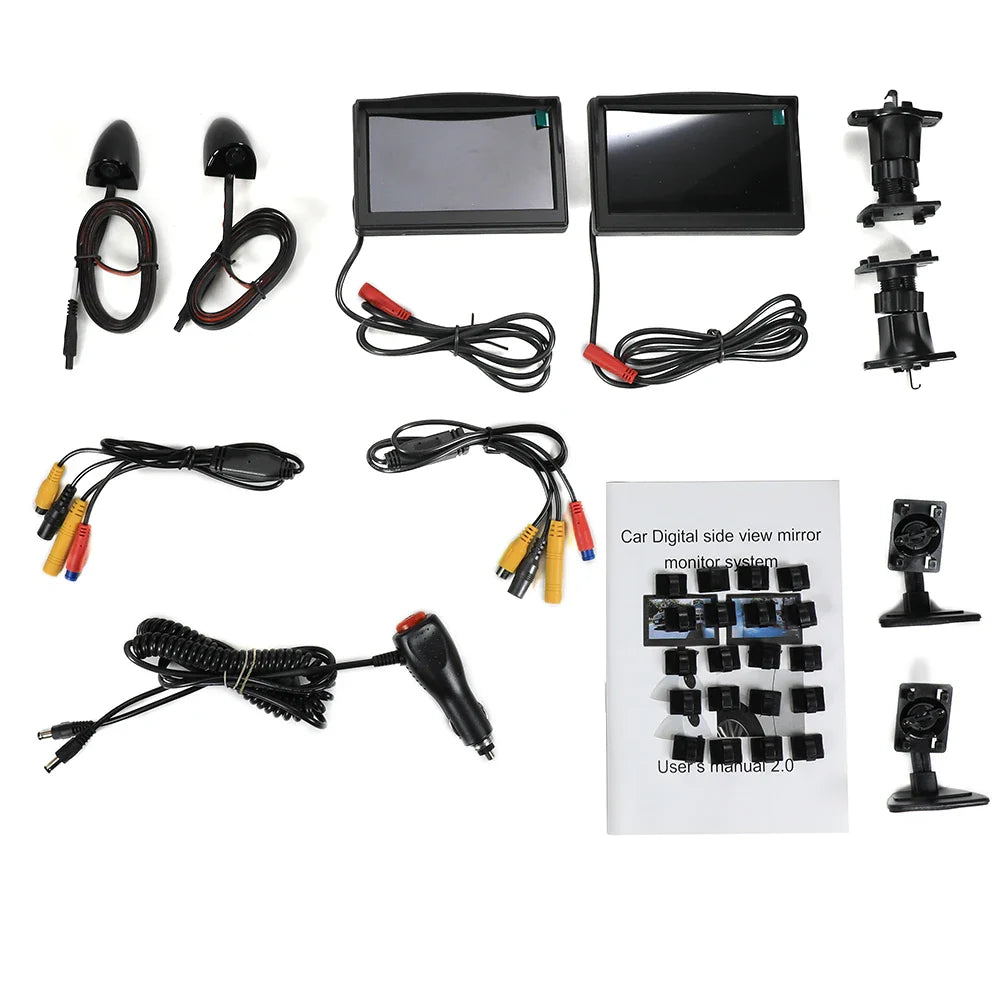 Carsanbo 5 Inch HD Mirror Monitor Car Digital Side View System with 720P Night Vision Camera Blind Spot Waterproof Accessories