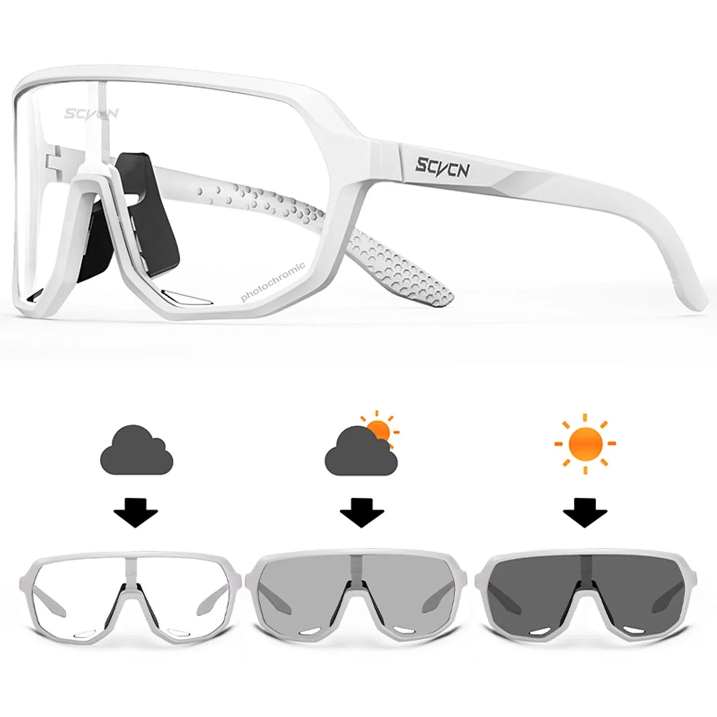 Scvcn Cycling Glasses Photochromic Mens Bike Sunglasses for Mountain Bicycle Eyewear Cycle Goggles Sports UV400 Polarized MTB