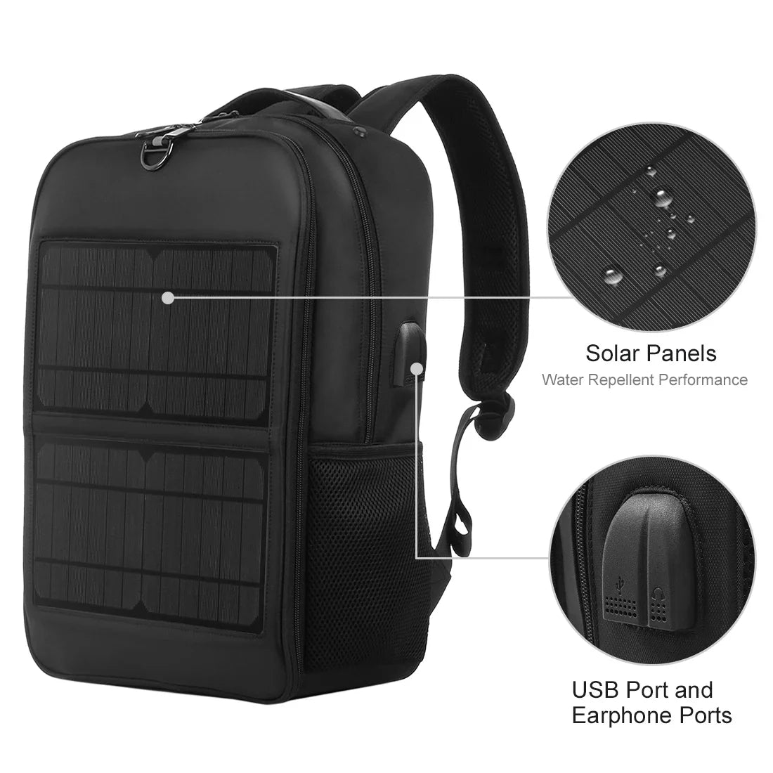 Haweel Solar Panel Backpacks Convenience Charging Laptop Bags for Travel 14W Solar Charger W/h Handle and Dual USB Charging Port