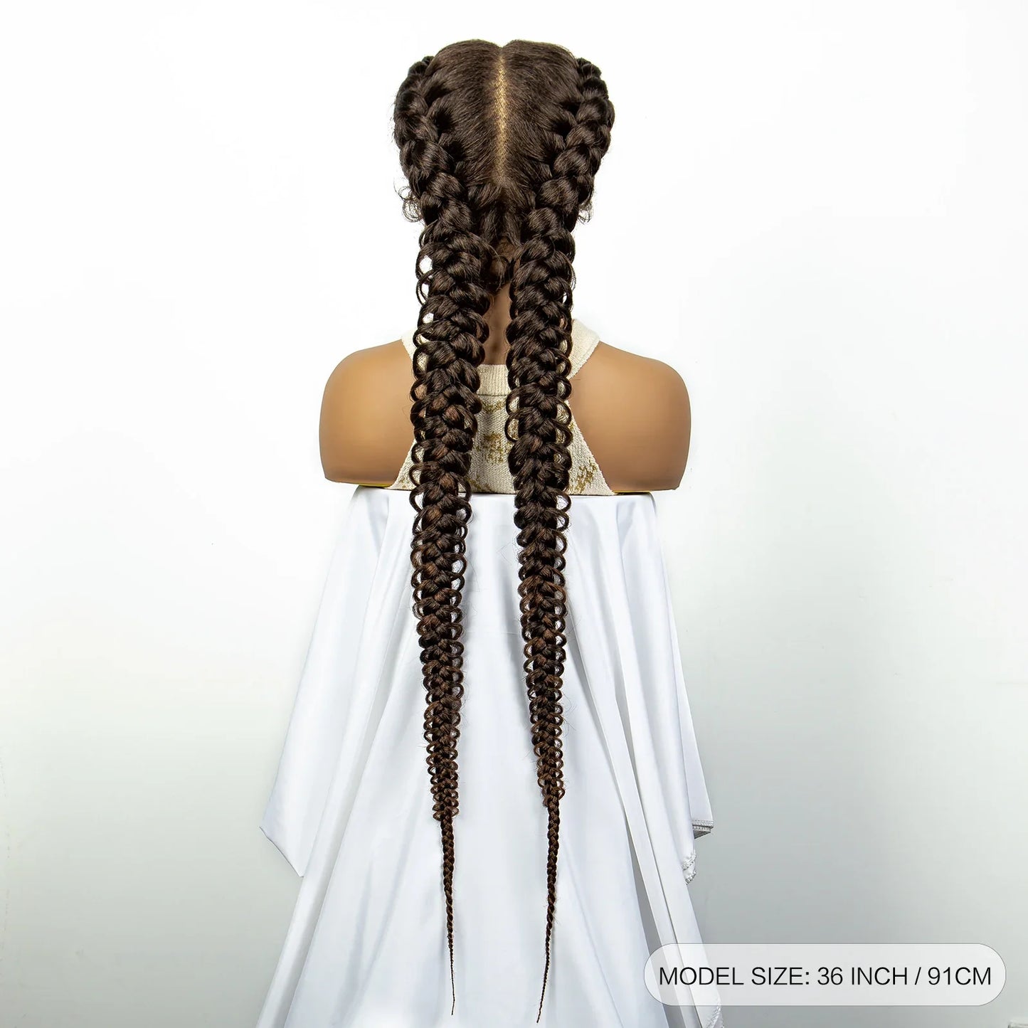 1B/30 Dark Brown Synthetic Lace Frontal Dutch Box Braided Wigs for Black Women Fishtail Braids Wigs with Baby Hair Cornrow Wigs