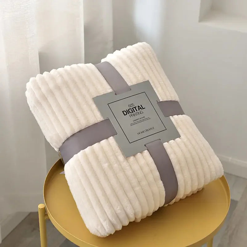 Soft Adult Cover Coral Fleece Blanket On The Sofa Thickened Winter Bed Blanket Warm Stitch Fluffy Bedspread Plaid Sofa Bedroom