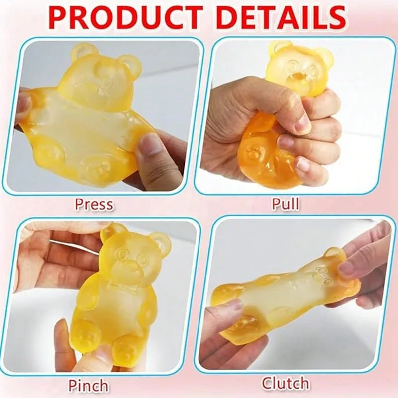 NEEDOH Soft Gummy Bear Fidget Squeeze Toy TPR Sensory Stress Relief Toy Kids Birthday Party Gift