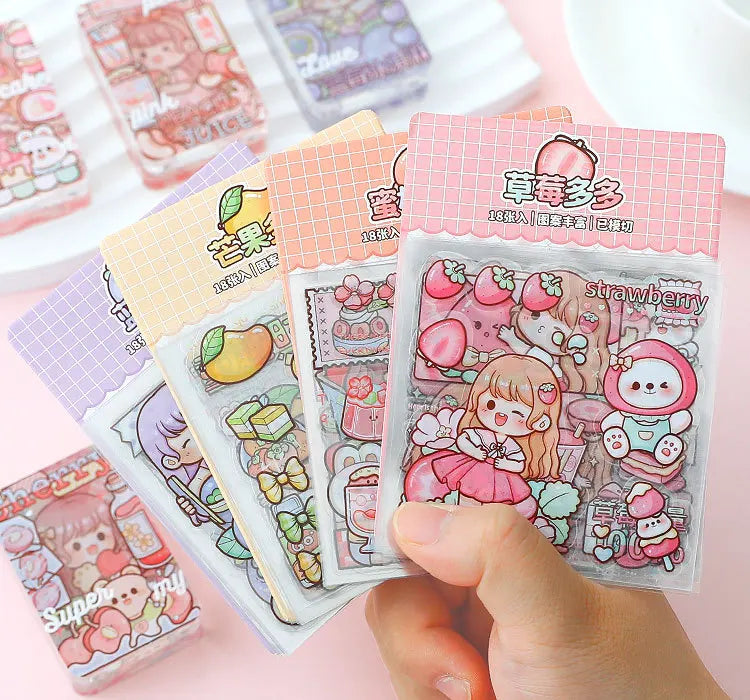 Pegatinas para álbumes de recortes de frutas y chicas Kawaii