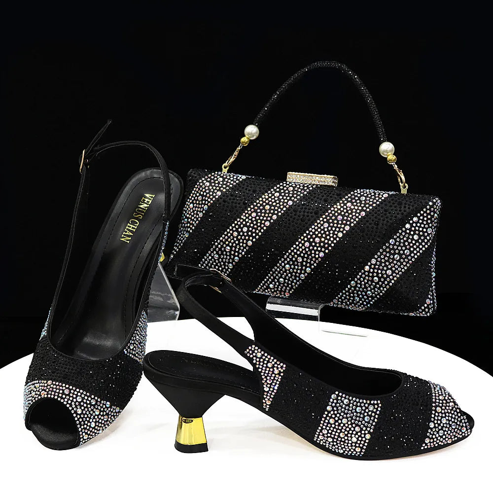 Conjunto a juego de zapatos y bolso nuevos HTY1-22
