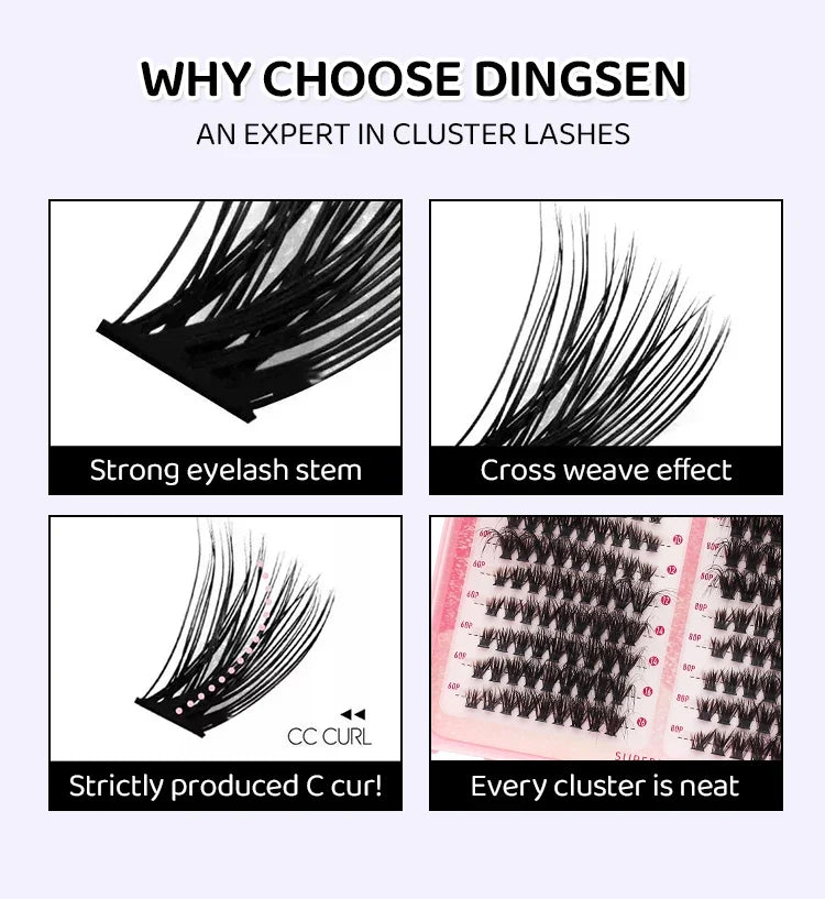 DINGSEN Eyelash Clusters Book Large Capacity Volume Individual Lashes Book Natural Long DIY Cluster Eyelash Extensions Makeup