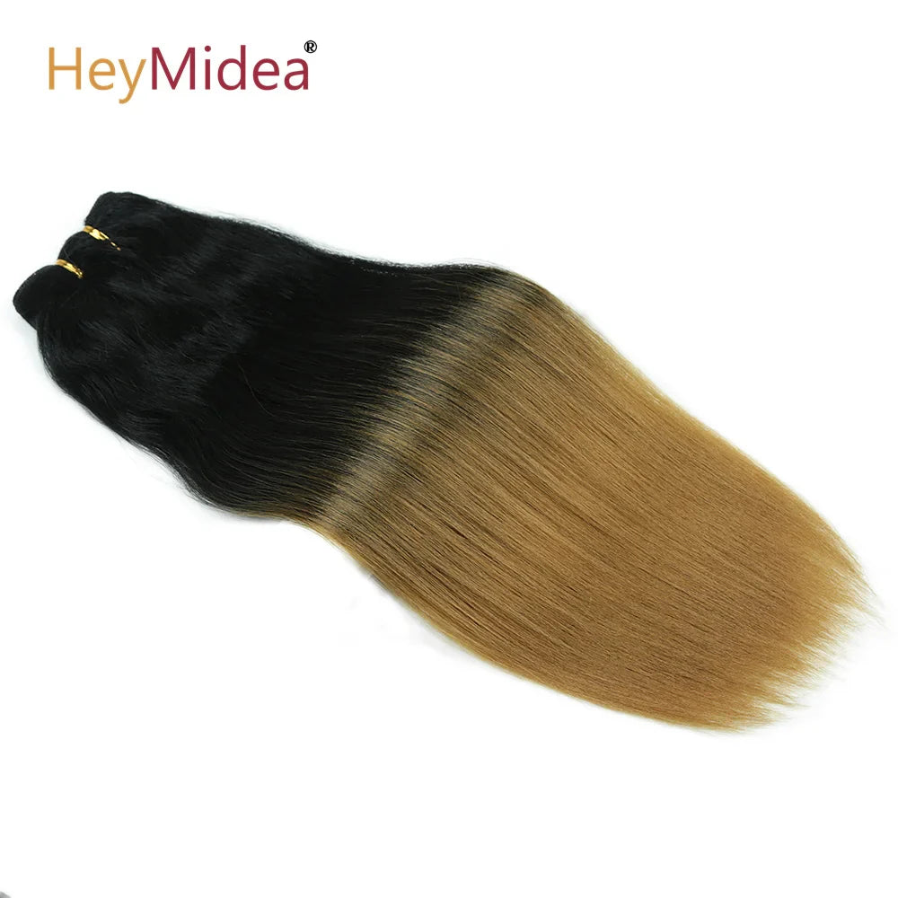 Extensiones de Pelo Liso de 18 Pulgadas, Extensiones de Pelo Sintético Yaki Liso de Salón, Tejido de Pelo Sintético de Lleno a Puntas