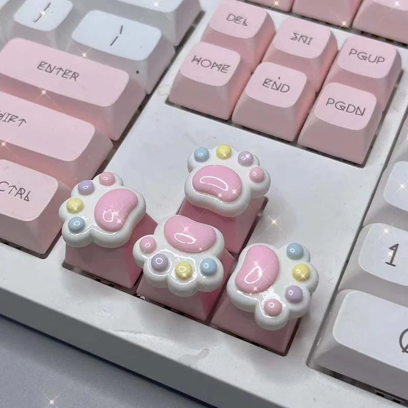 Teclas de teclado Rainbow Beans con diseño de pata de gato