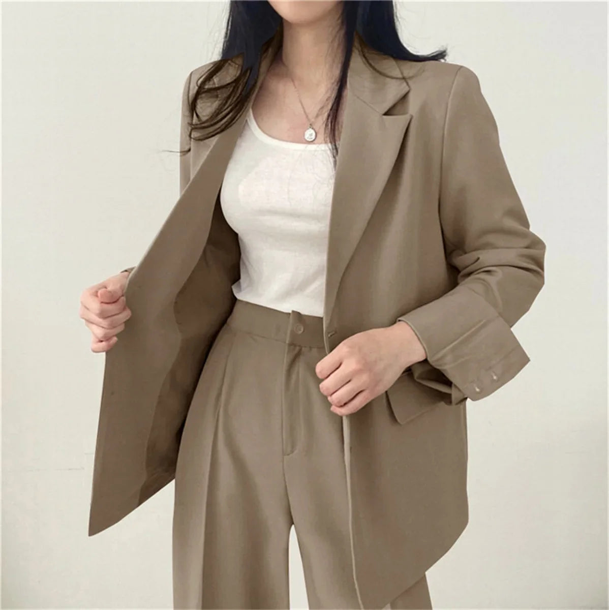 Elegant Office Lady Business Suit Set Blazers 2026 Spring New Women's Clothing Suit Jacket Casual Pants Set Wide Leg Suit Pants