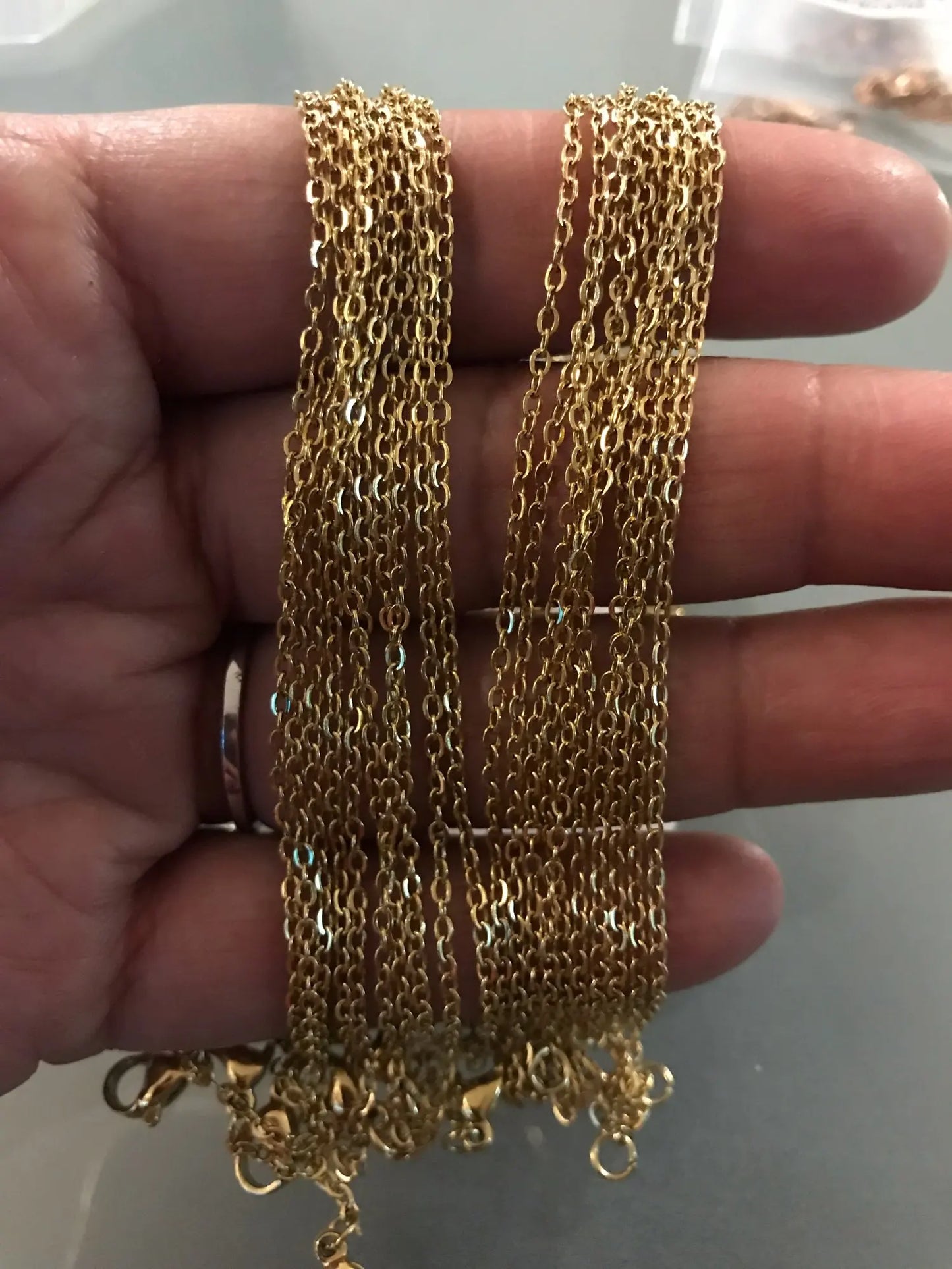 LUXUKISSKIDS Stainless Steel Chains DIY Jewelry Making O-Chain Necklace 10pcs/Lots 1.5/2MM Woman Accessories Choker 18K Golden