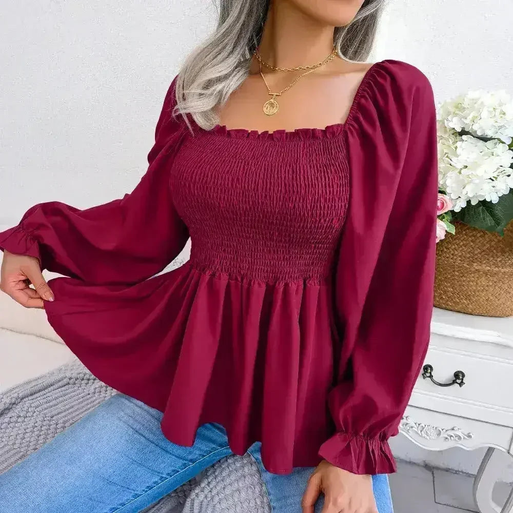 Loose Fit Chiffon Blouse - Elegant Polyester Top | Femstylo
