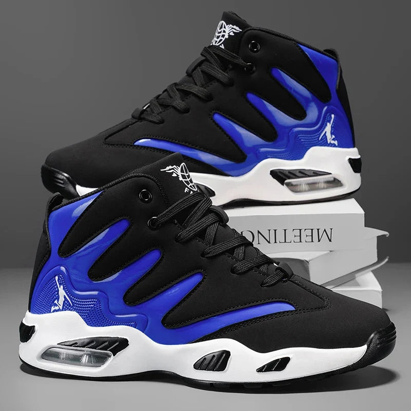 Men's Breathable Lightweight High-Top Basketball Shoes - Non-Slip Rubber Sole, Geometric Pattern Design, Suitable for Running, Training, and Casual Wear - Stylish Sneakers for All Seasons - Perfect Gift for Him, Durable Baske