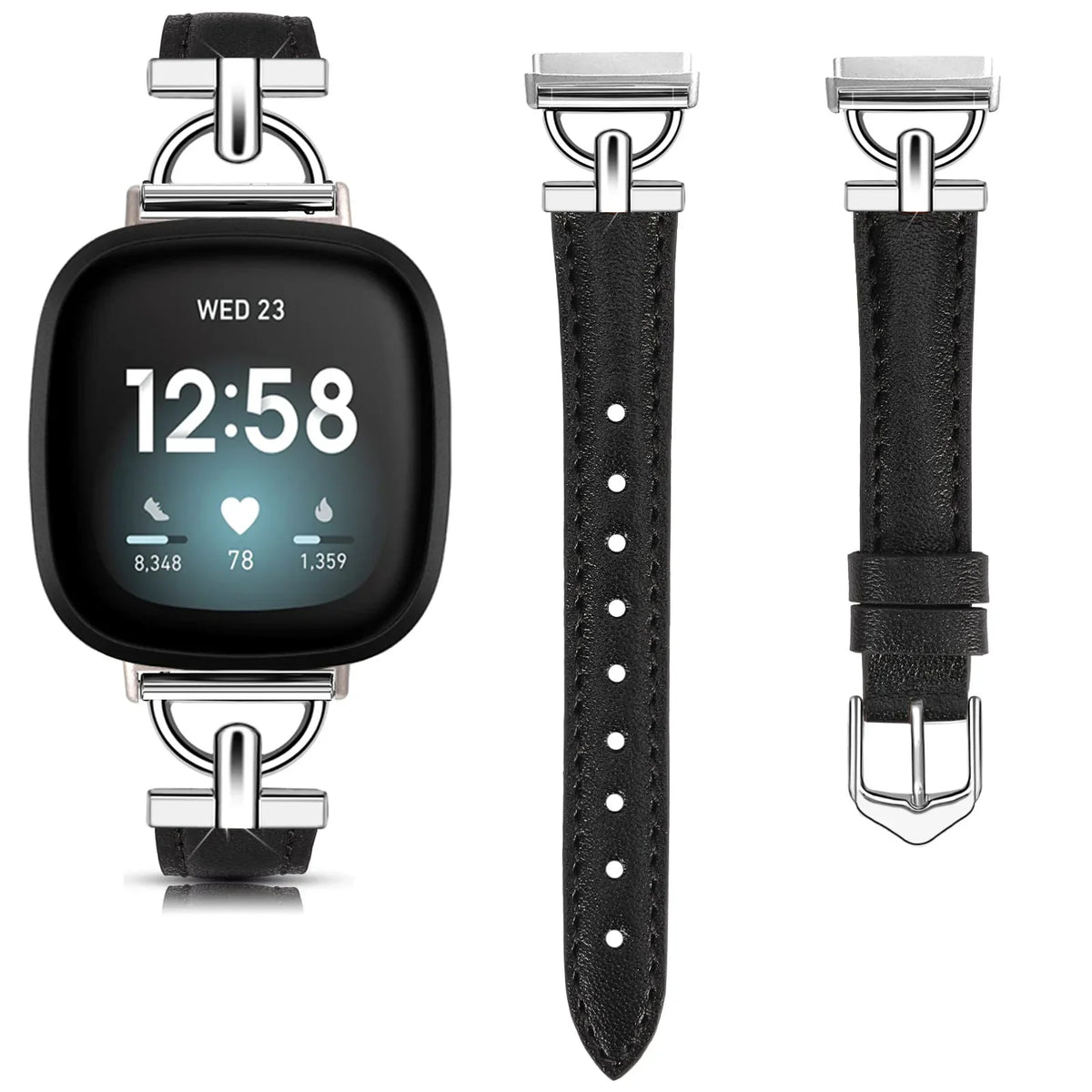 Fitbit Versa 4, Versa 3, Sense 2 & Sense Slim Leather Band, D-Link