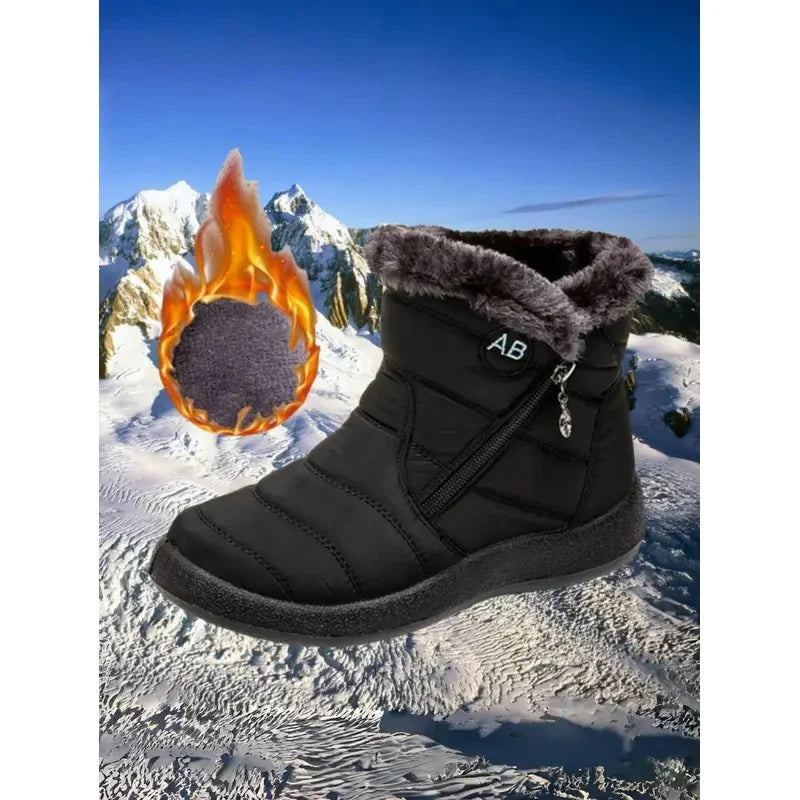 Women's Winter Snow Boots Faux Fur Lined Waterproof Ankle Booties Side Zipper Warm Outdoor Short Boots for Cold Weather