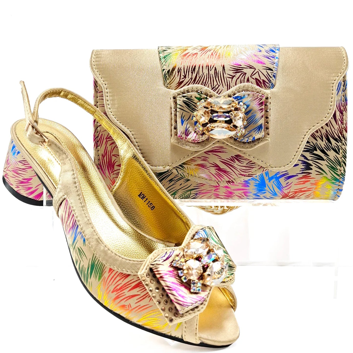 Doershow hot selling WINE Shoes and Bags To Match Set Italy Party Pumps Italian Matching Shoe and Bag Set for Party! 1-10