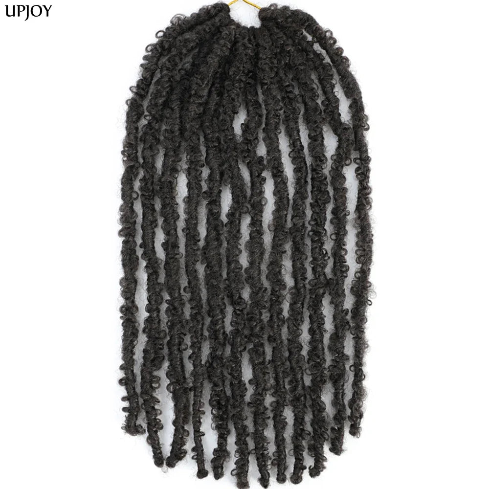 14 12 inch Butterfly Faux Locs Crochet Hair Braids Pre looped Distressed Goddess Butterfly Soft Locs Crochets Braids Cheveux Lok
