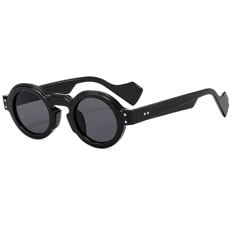 Round Sunglasses Women Men Punk Double Color Shades Retro Rivets Decoration Trending Sun Glasses Clear Lens Frame UV400