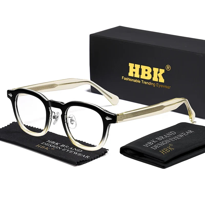 HBK Retro Oval Glasses Frames Transparent Lenses Men High Quality TR-90 Frame Glasses Women's Anti BlueLight Computer Glasses