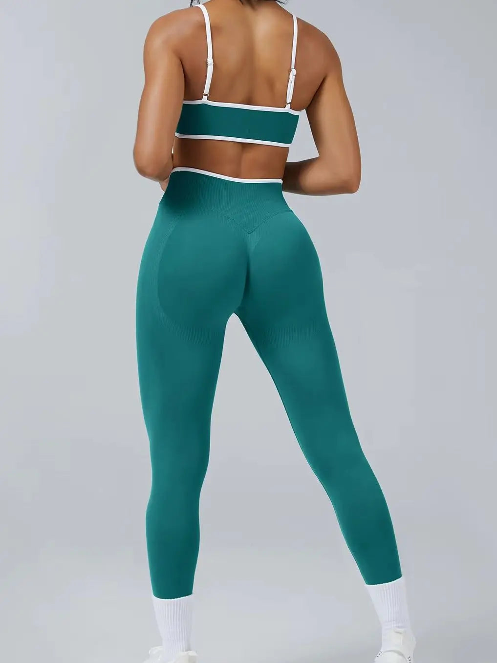 Sculpting Color Block Yoga Set with Tummy Control Shorts