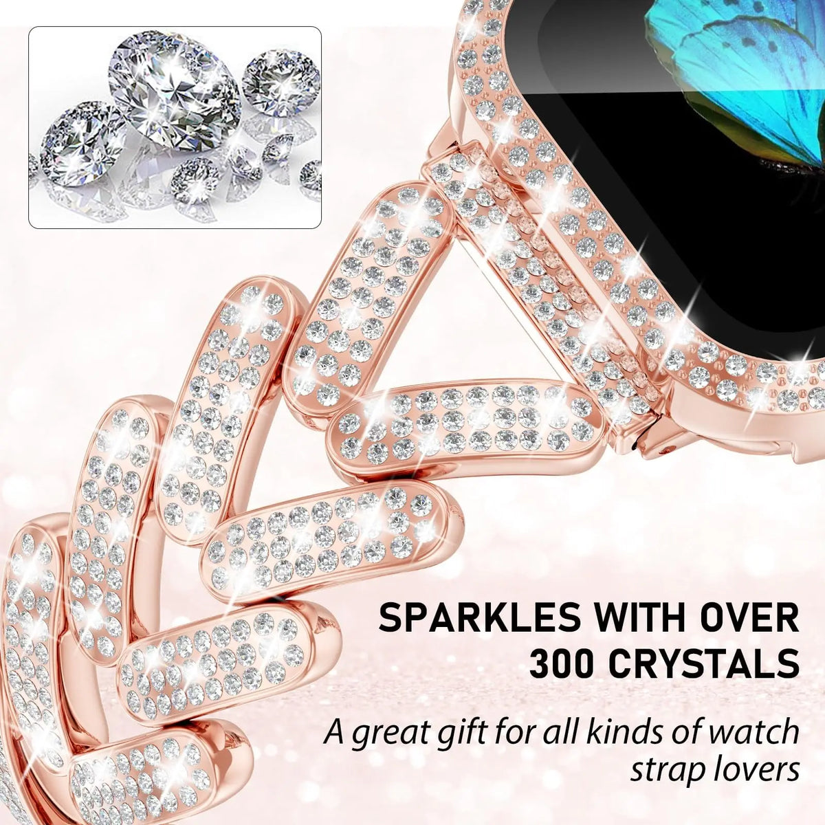 Apple Watch Rhinestone Leaf-Link Bracelet Band