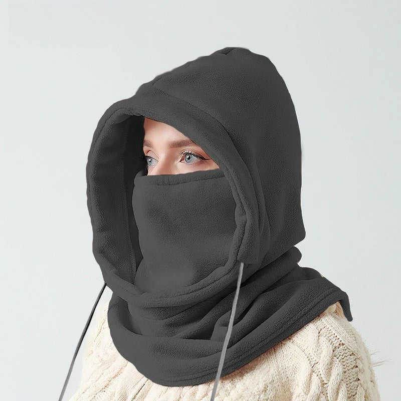 1pc Unisex Winter Balaclava - Windproof Knit Hood with Drawstring, Warm Motorcycle Headgear for Cold Weather,Ski Mask