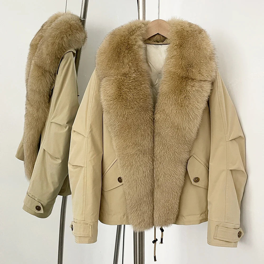 Down Jacket Women Real Fox Fur Collar Autumn 2025 Winter White Duck Down Coat Warm Puffer Jacket Female Waterproof  Feathers